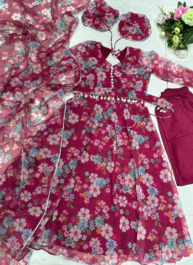 Pink Georgette Festival Wear Digital Printed Gown With Dupatta